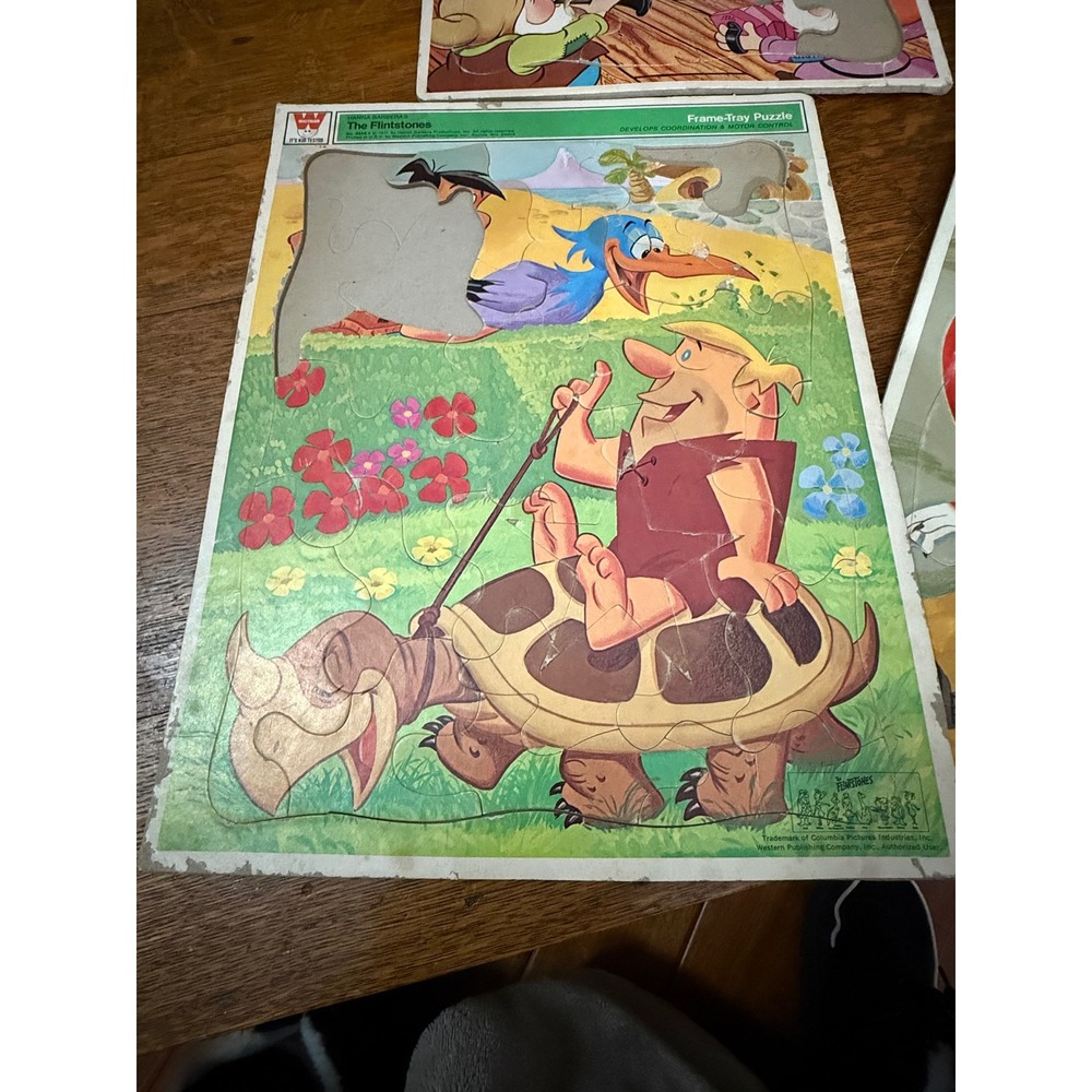 Vintage Whitman Disney‎ Hanna-Barbera Frame-Tray Puzzles Lot Flintstones Scrooge